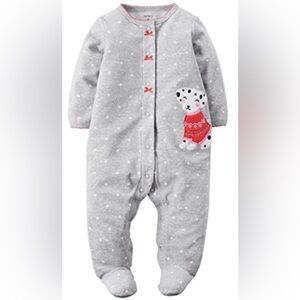 Girls Dalmatian Micro Fleece Snap Up Sleeper Pajamas Sleep Play Footie Jammie 3M